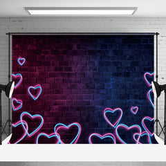 Aperturee - Aperturee Neon Heart Dark Brick Wall Valentine Day Backdrop