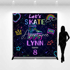 Aperturee - Aperturee Neon Skate Sport Custom Name 8th Birthday Backdrop