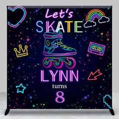 Aperturee - Aperturee Neon Skate Sport Custom Name 8th Birthday Backdrop