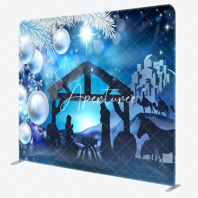 Aperturee - Aperturee Night Bells Bokeh Stable Christmas Pillow Case Backdrop