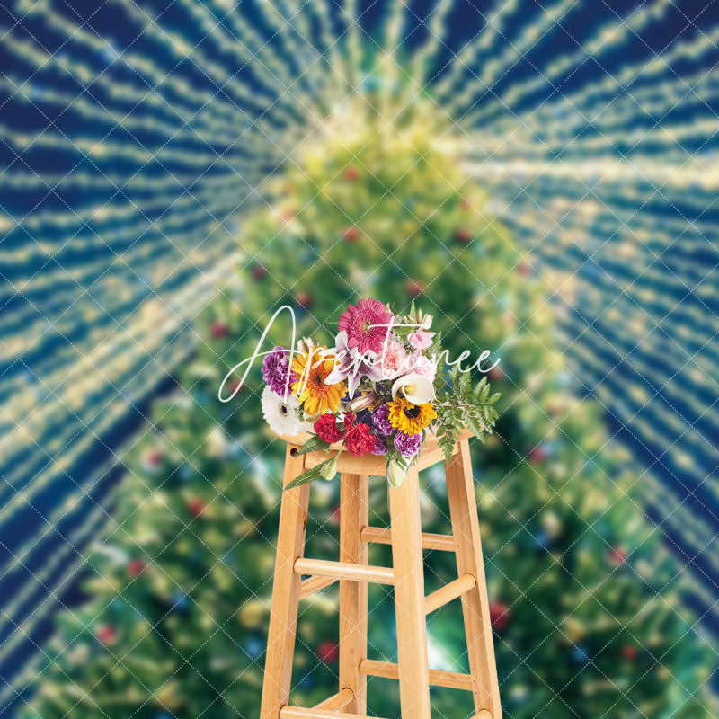 Aperturee - Aperturee Night Bright Twinkle Lights Christmas Tree Backdrop