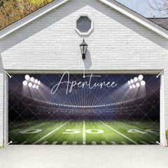 Aperturee - Aperturee Night Floodlit Football Goal Field Garage Door Banner