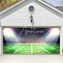 Aperturee - Aperturee Night Football Field Grass Light Garage Door Banner