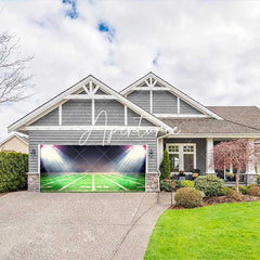 Aperturee - Aperturee Night Football Field Grass Light Garage Door Banner