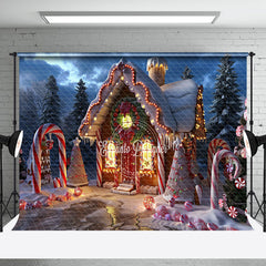 Aperturee - Aperturee Night Funny Christmas Vibe Candy Cane House Backdrop