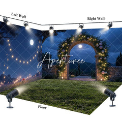 Aperturee - Aperturee Night Light Floral Arch Wedding Room Set Backdrop