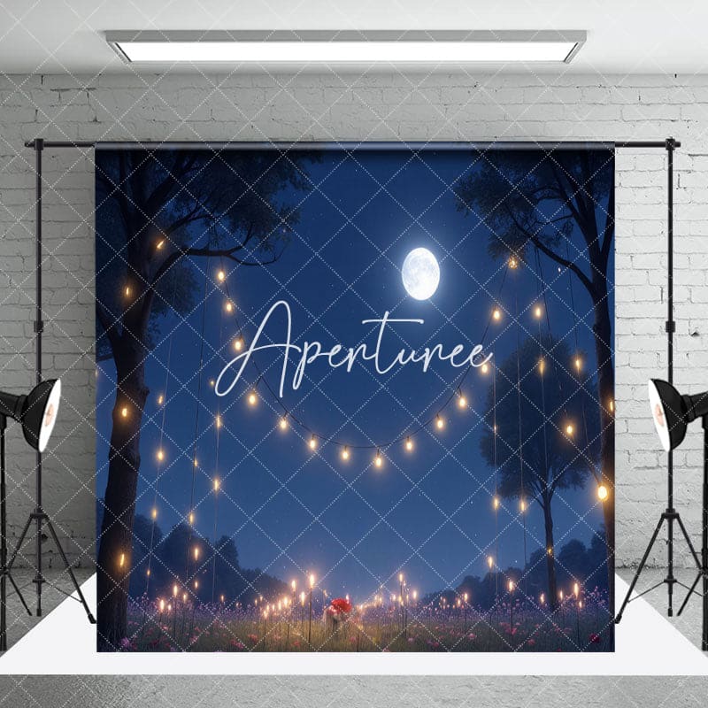 Aperturee - Aperturee Night Light Floral Arch Wedding Room Set Backdrop