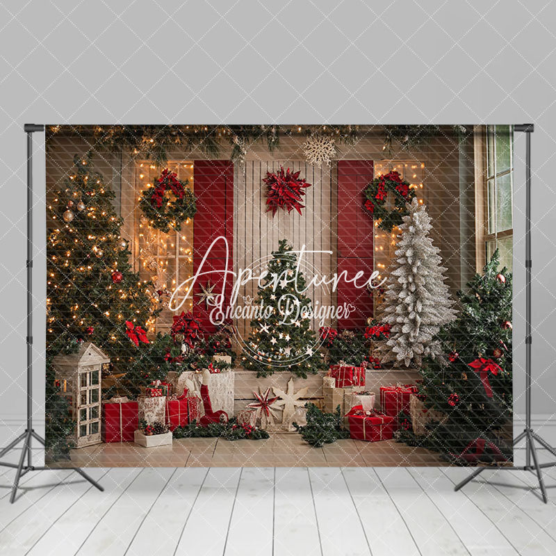 Aperturee - Aperturee Night Lighted Festive Christmas Vibe Trees Backdrop