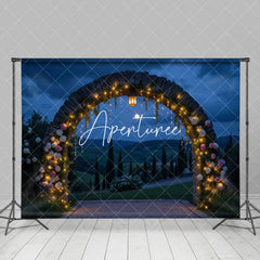 Aperturee - Aperturee Night Outdoor Lighted Floral Arch Wedding Backdrop