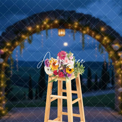 Aperturee - Aperturee Night Outdoor Lighted Floral Arch Wedding Backdrop