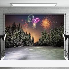 Aperturee - Aperturee Night Pine Forest Sparks Winter New Year Backdrop