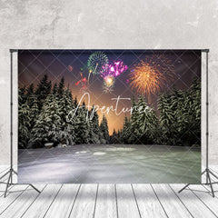 Aperturee - Aperturee Night Pine Forest Sparks Winter New Year Backdrop