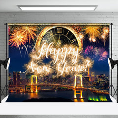 Aperturee - Aperturee Night Scene Glitter Gold Happy New Year Party Backdrop