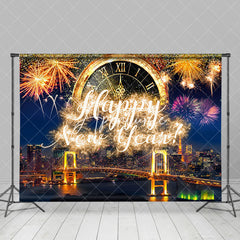 Aperturee - Aperturee Night Scene Glitter Gold Happy New Year Party Backdrop