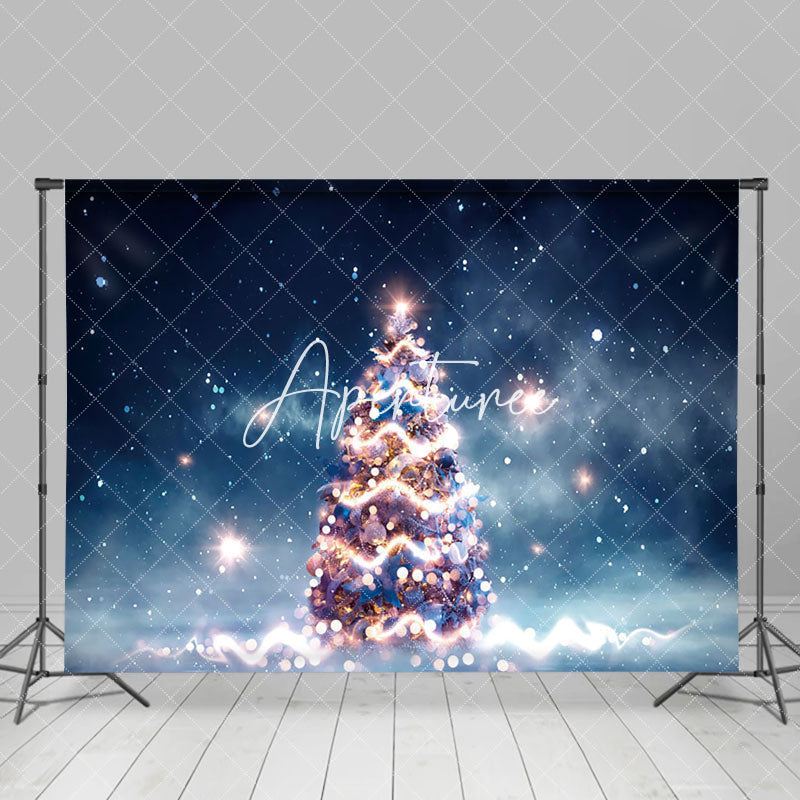 Aperturee - Aperturee Night Sky Mist Pine Tree Light Christmas Backdrop