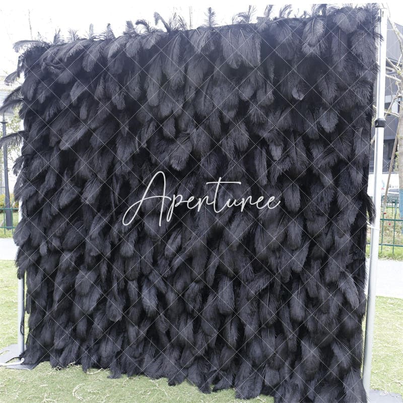 Aperturee - Aperturee Noble Black Faux Feather Decor Wall Panels Wholesale