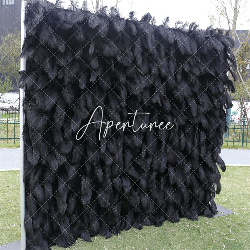 Aperturee - Aperturee Noble Black Faux Feather Decor Wall Panels Wholesale