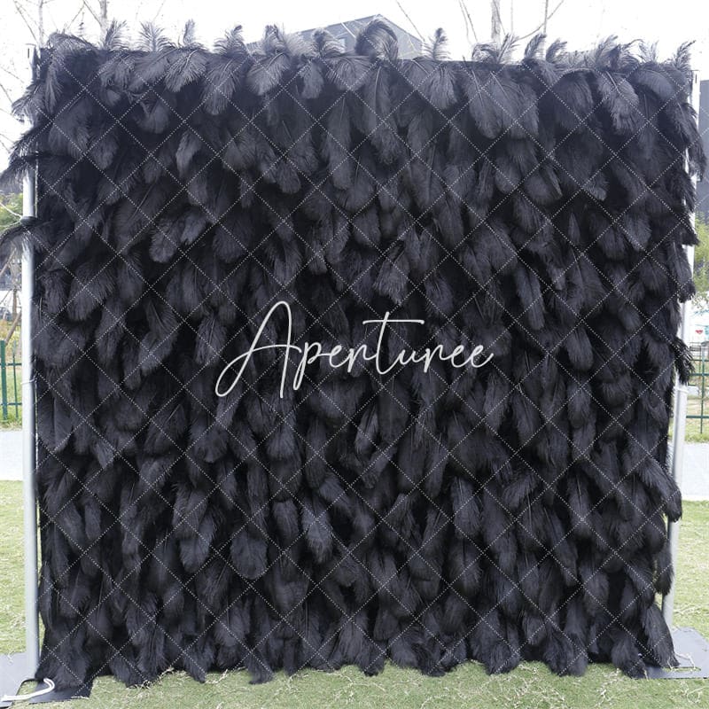 Aperturee - Aperturee Noble Black Faux Feather Decor Wall Panels Wholesale