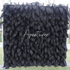 Aperturee - Aperturee Noble Black Faux Feather Decor Wall Panels Wholesale