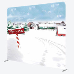 Aperturee - Aperturee North Pole Snowy Wonderland Town Pillow Case Backdrop