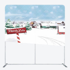 Aperturee - Aperturee North Pole Snowy Wonderland Town Pillow Case Backdrop