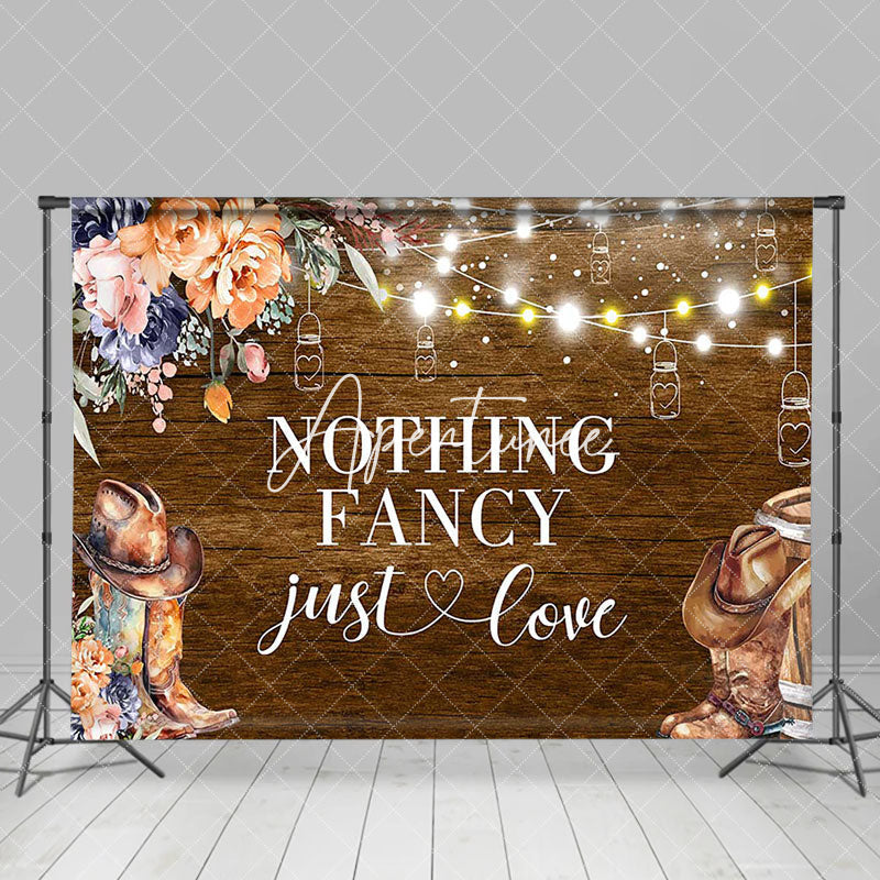 Aperturee - Aperturee Nothing Fancy Just Love Cowboy Wood Wedding Backdrop