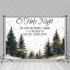 Aperturee - Aperturee O Holy Night Forest Gold Stars Christmas Backdrop