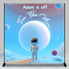 Aperturee - Aperturee Off Two The Moon Blue Galaxy Custom Birthday Backdrop