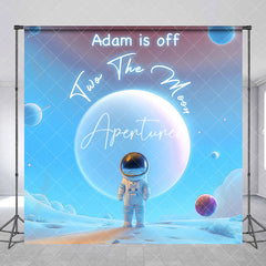 Aperturee - Aperturee Off Two The Moon Blue Galaxy Custom Birthday Backdrop