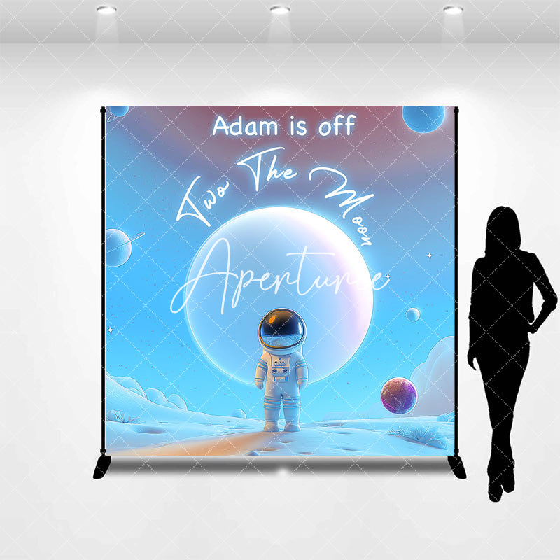 Aperturee - Aperturee Off Two The Moon Blue Galaxy Custom Birthday Backdrop