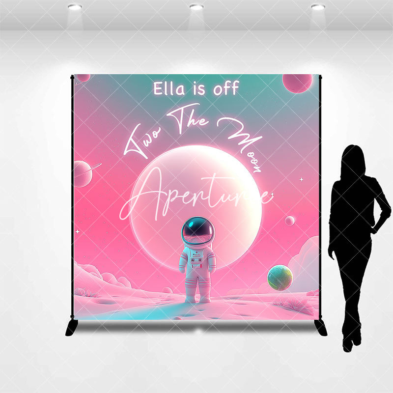 Aperturee - Aperturee Off Two The Moon Pink Galaxy Custom Birthday Backdrop