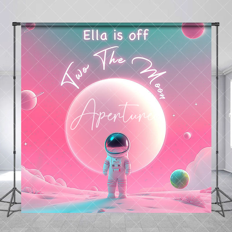 Aperturee - Aperturee Off Two The Moon Pink Galaxy Custom Birthday Backdrop