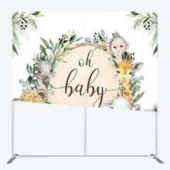 Aperturee - Aperturee Oh Baby Animals Wood Fabric Backdrop Cover for Baby Shower