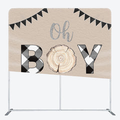 Aperturee - Aperturee Oh Baby Bear Wood Fabric Backdrop Cover for Baby Shower