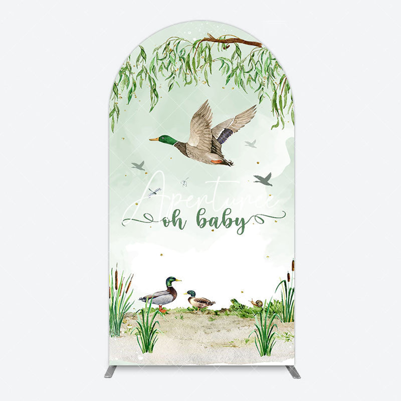 Aperturee - Aperturee Oh Baby Duck Spring Scene Gender Reveal Arch Backdrop