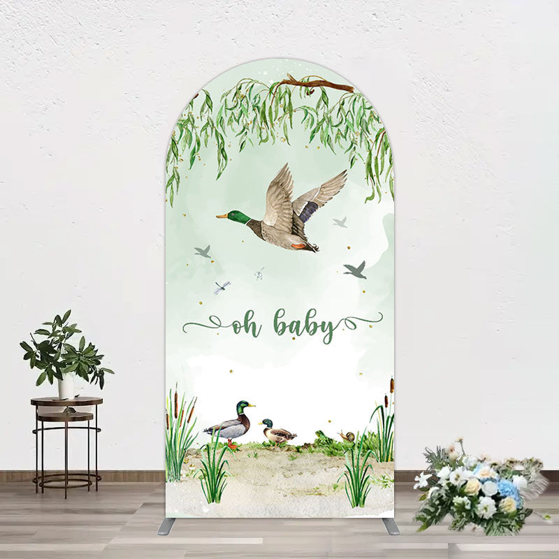 Aperturee - Aperturee Oh Baby Duck Spring Scene Gender Reveal Arch Backdrop