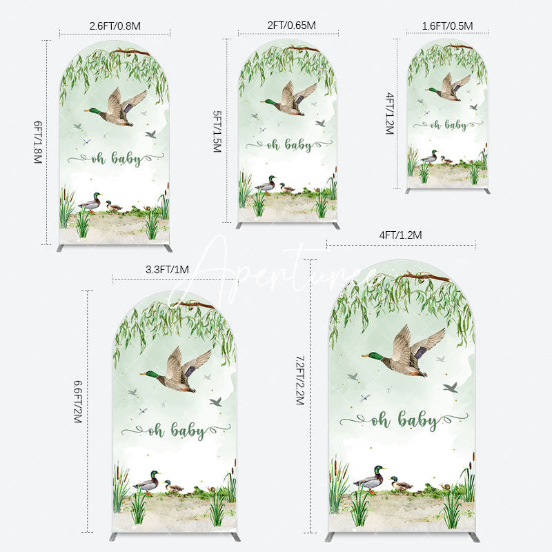 Aperturee - Aperturee Oh Baby Duck Spring Scene Gender Reveal Arch Backdrop