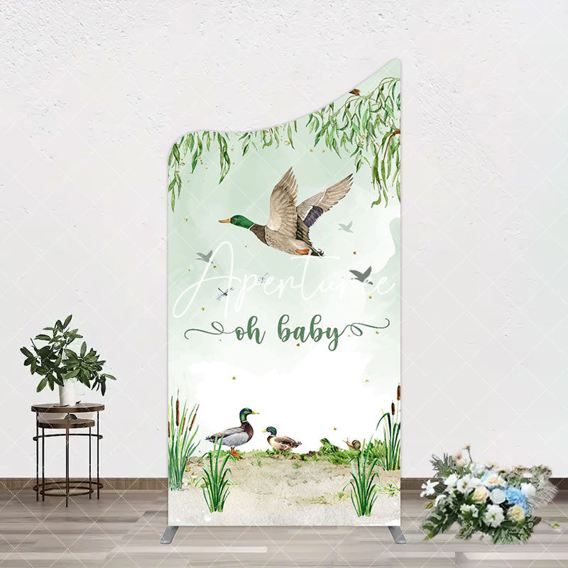 Aperturee - Aperturee Oh Baby Duck Spring Scene Gender Reveal Arch Backdrop