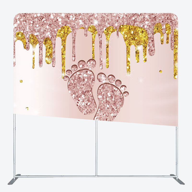 Aperturee - Aperturee Oh Baby Glitter Pink Fabric Backdrop Cover for Baby Shower