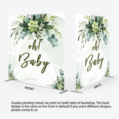 Aperturee - Aperturee Oh Baby Green Leaves Fabric Backdrop Cover for Baby Shower