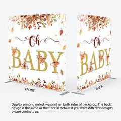 Aperturee - Aperturee Oh Baby Maple Leaves Fabric Backdrop Cover for Baby Shower