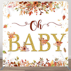 Aperturee - Aperturee Oh Baby Maple Leaves Fabric Backdrop Cover for Baby Shower