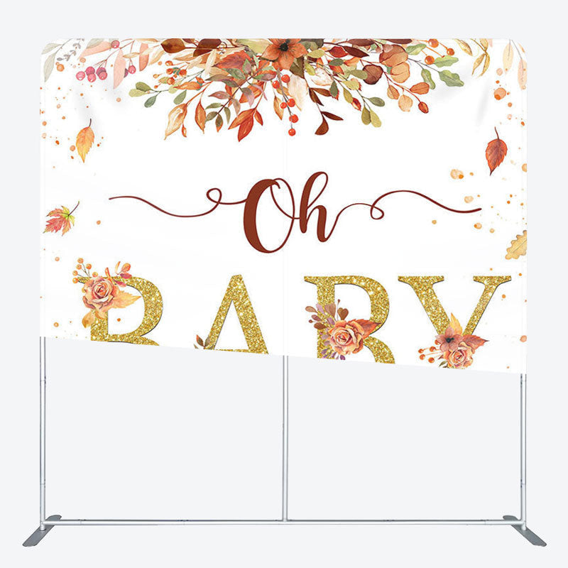 Aperturee - Aperturee Oh Baby Maple Leaves Fabric Backdrop Cover for Baby Shower