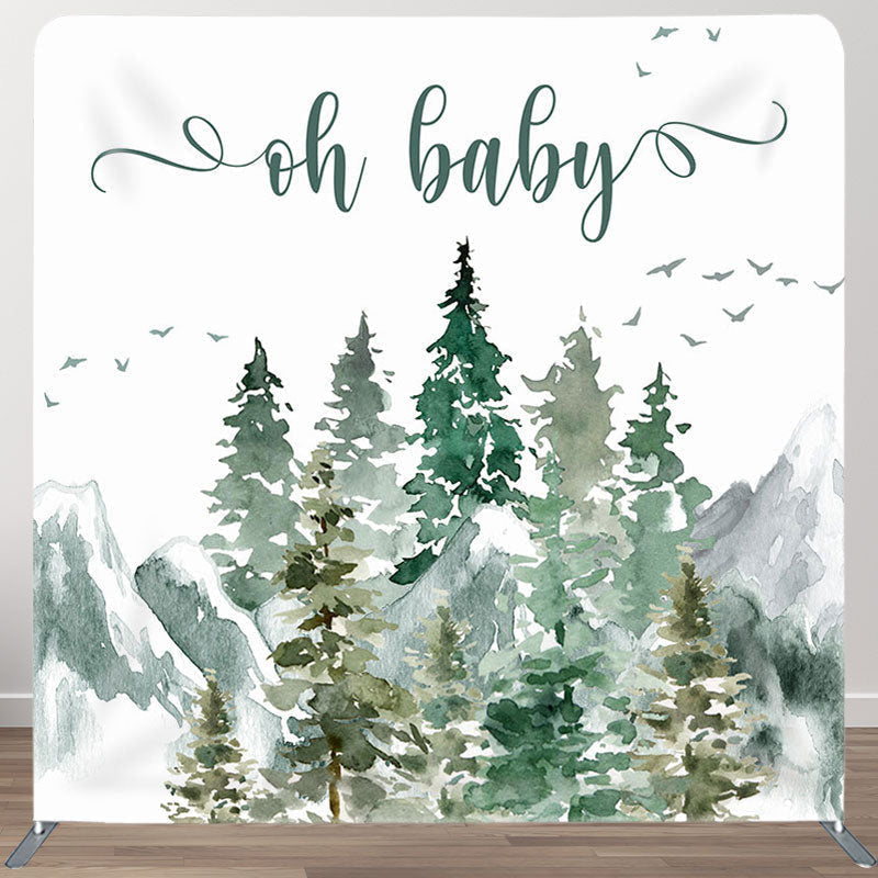 Aperturee - Aperturee Oh Baby Woods Fabric Backdrop Cover for Baby Shower