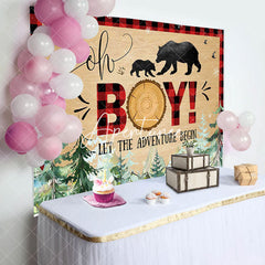 Aperturee - Aperturee Oh Boy Bears Adventure Begin Baby Shower Backdrop