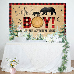 Aperturee - Aperturee Oh Boy Bears Adventure Begin Baby Shower Backdrop