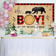 Aperturee - Aperturee Oh Boy Bears Adventure Begin Baby Shower Backdrop