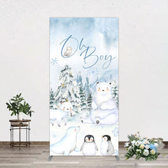 Aperturee - Aperturee Oh Boy Forest Bear Penguin Baby Shower Arch Backdrop