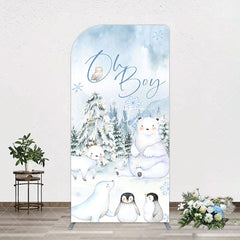 Aperturee - Aperturee Oh Boy Forest Bear Penguin Baby Shower Arch Backdrop