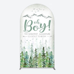 Aperturee - Aperturee Oh Boy Wild Forest Mountain Baby Shower Arch Backdrop